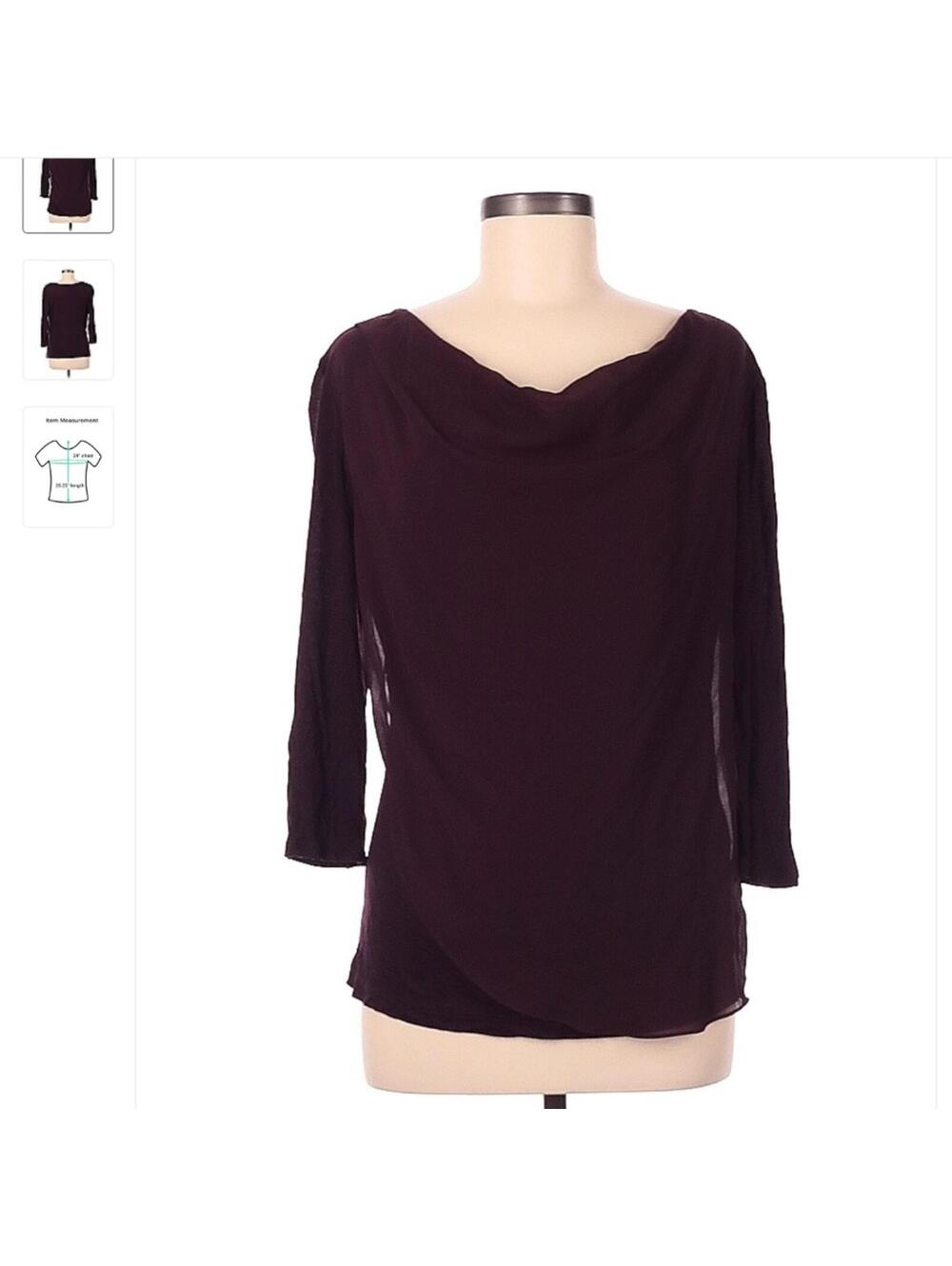 New York & Company Cowl Neck Burgundy Blouse - Sz Medium